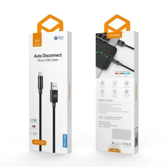 MCDODO CA-6161 1.5m 2A MicroUSB Charge Sync Data Cable Auto Disconnect