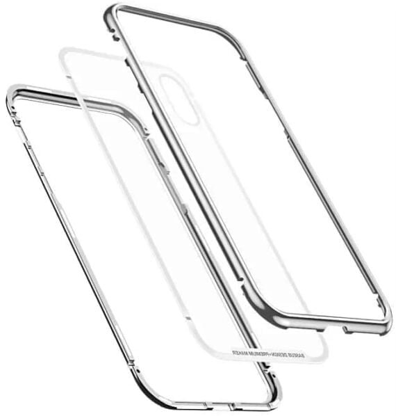 Baseus Magnetic Case For iPhone X, (silver, transparent, magnetic)