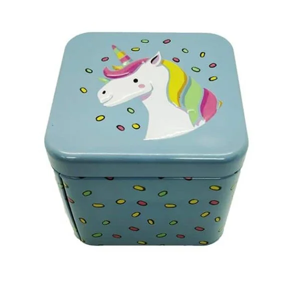 Cubic Metal Box Unicorn Blue