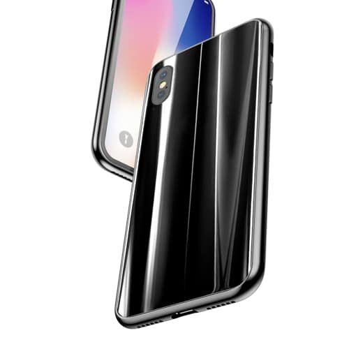 Baseus Glass Sparkling Case Glass Back for Apple iPhone XS / X black