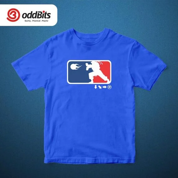 Street Fighter Haduken Graphic Tshirt Blue