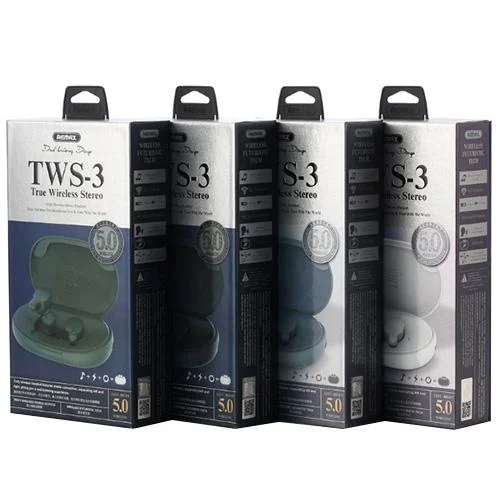 REMAX TWS-3 Wireless Earbuds With Charging Box For Phone