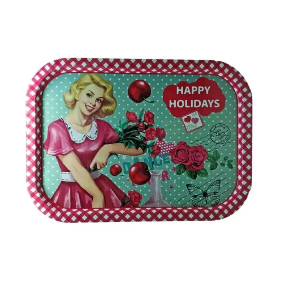 Big Tin tray: Retro Happy Holidays