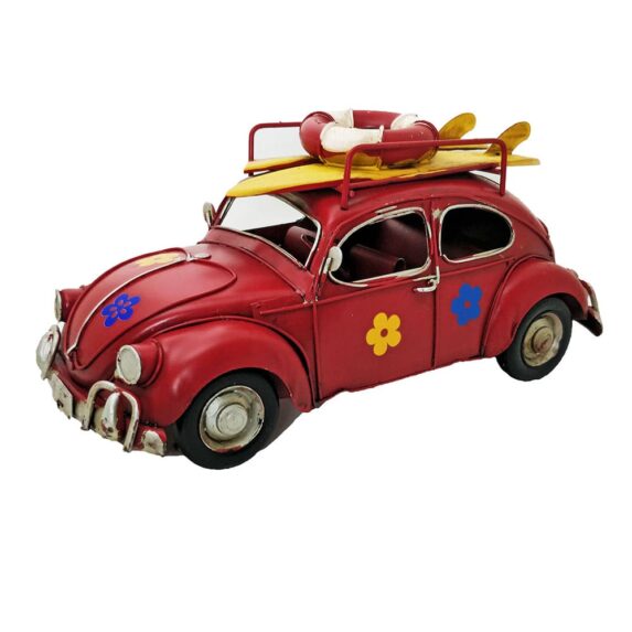 Vintage Red Handmade VW Beetle Model