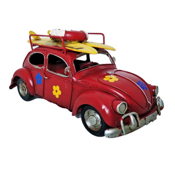 Vintage Red Handmade VW Beetle Model