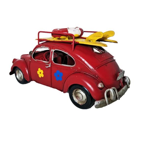 Vintage Red Handmade VW Beetle Model