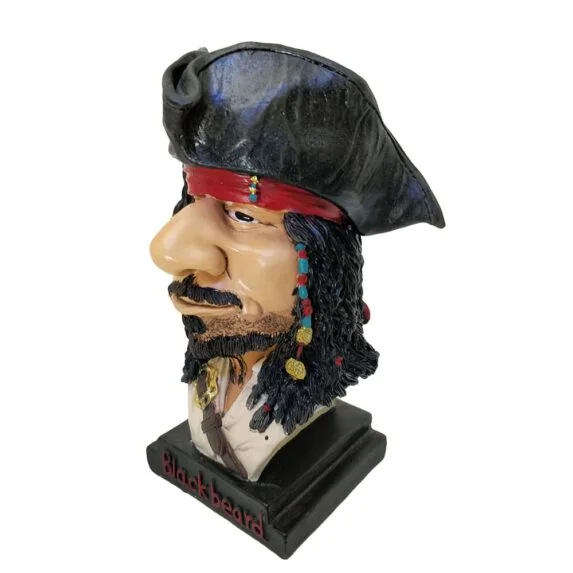 Black Beard Pirate Bust Resin Statue / Figurine