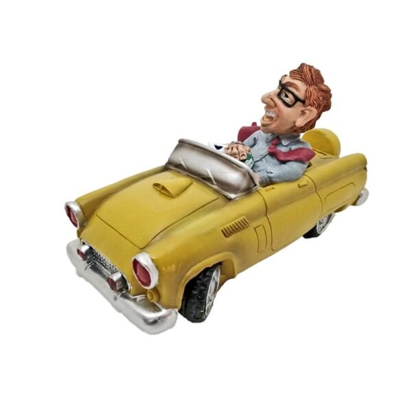 Cartoonish Engineer In Cabriolet Car Figure