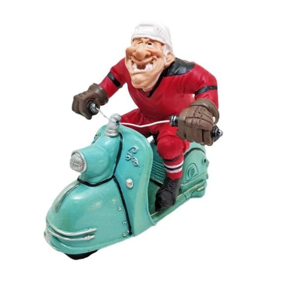 Cartoonish Hockey Player On Vespa Figure