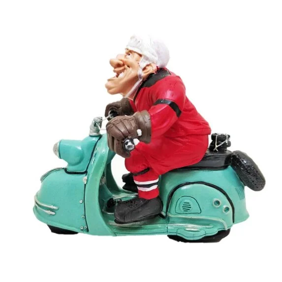 Cartoonish Hockey Player On Vespa Figure