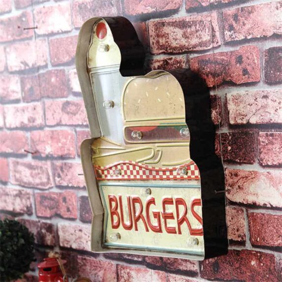 Hamburgers Metal LED Wall Hanging Sign