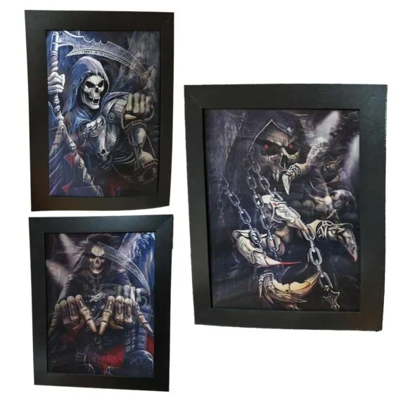 Lenticular 3 in 1 - 5D Framed Wall Art Hard Rock Skulls