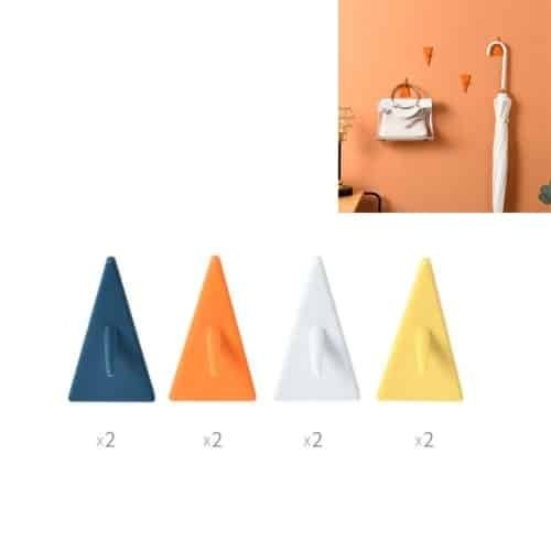 Mixed-color Invisible Triangle Hook Behind Kitchen Bathroom Door Nail-free Coat Hook 8 PCS