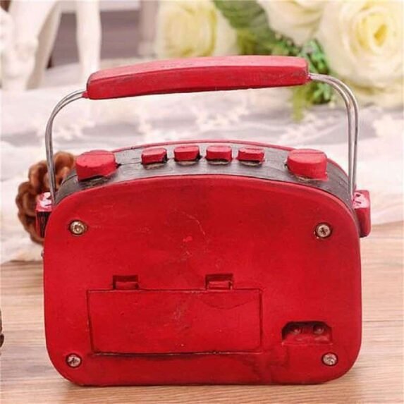 Retro Red Mini Radio Model Resin Hand crafted Home Classic Decoration Gift Coin Bank