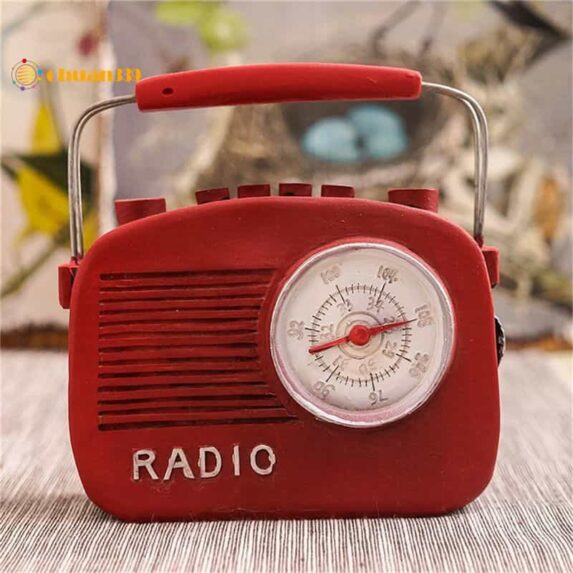 Retro Red Mini Radio Model Resin Hand crafted Home Classic Decoration Gift Coin Bank