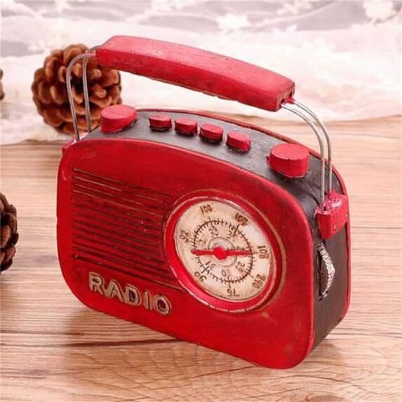 Retro Red Mini Radio Model Resin Hand crafted Home Classic Decoration Gift Coin Bank