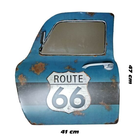 Route 66 Metal Car Door With Mirror Wall Hanging Decal