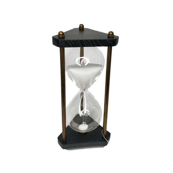 Wooden and Brass Triangular Sand Timer Hourglass