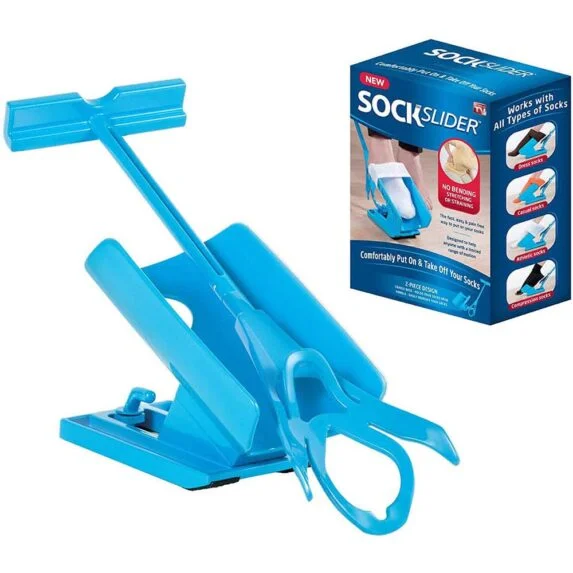 Sock Slider - The Easy on, Easy off Sock Aid Kit & Shoe Horn Pain Free No Bending, Stretching or Straining System that Packs up for Convenient Travel, As Seen on TV