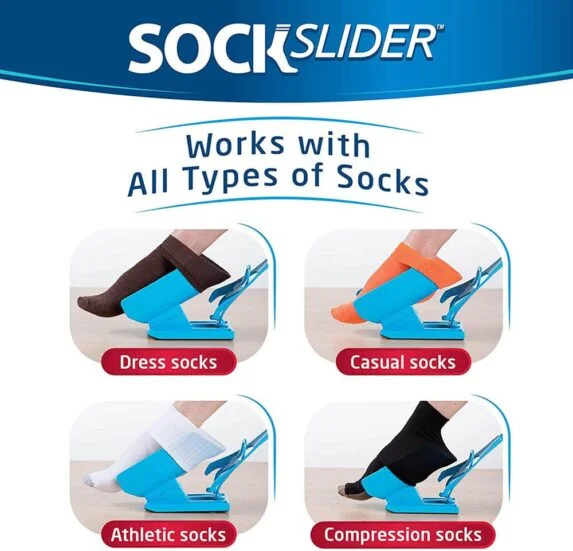 Sock Slider - The Easy on, Easy off Sock Aid Kit & Shoe Horn Pain Free No Bending, Stretching or Straining System that Packs up for Convenient Travel, As Seen on TV