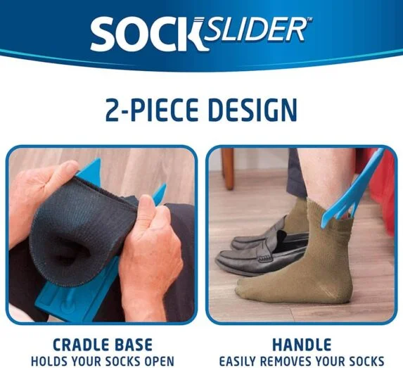 Sock Slider - The Easy on, Easy off Sock Aid Kit & Shoe Horn Pain Free No Bending, Stretching or Straining System that Packs up for Convenient Travel, As Seen on TV