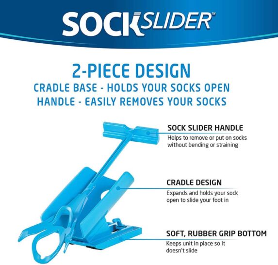 Sock Slider - The Easy on, Easy off Sock Aid Kit & Shoe Horn Pain Free No Bending, Stretching or Straining System that Packs up for Convenient Travel, As Seen on TV