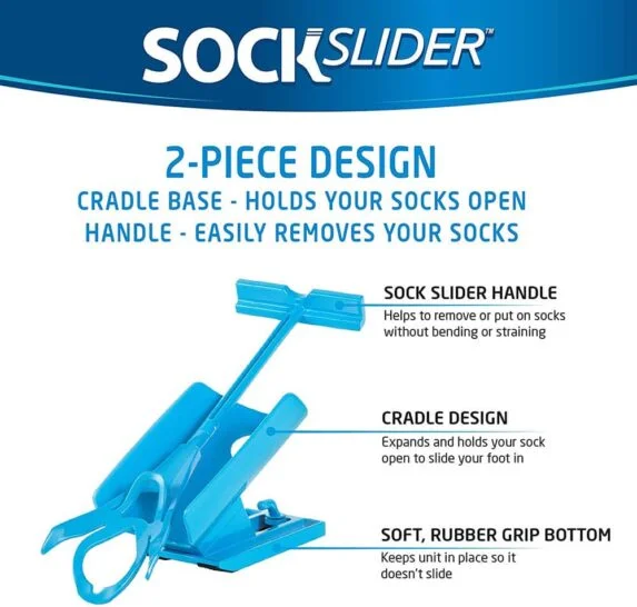 Sock Slider - The Easy on, Easy off Sock Aid Kit & Shoe Horn Pain Free No Bending, Stretching or Straining System that Packs up for Convenient Travel, As Seen on TV