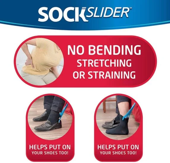 Sock Slider - The Easy on, Easy off Sock Aid Kit & Shoe Horn Pain Free No Bending, Stretching or Straining System that Packs up for Convenient Travel, As Seen on TV