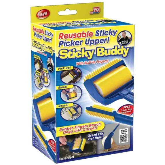 Sticky Buddy Reusable Sticky Picker Cleaner Lint Roller Pet Hair Remover Brush