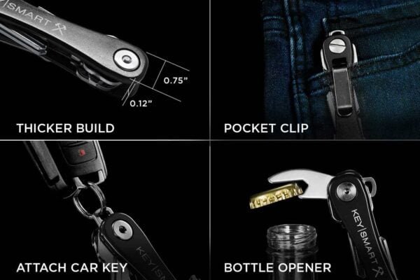 KeySmart Rugged - Multi-Tool Key Holder with Bottle Opener and Pocket Clip