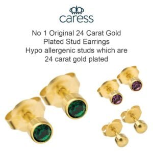 Caress 24 Carat Gold Plated Earrings - Bezel Style