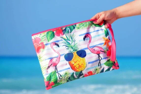 Flamingo Pouch Zipper Bag With Pockets By Shakasta