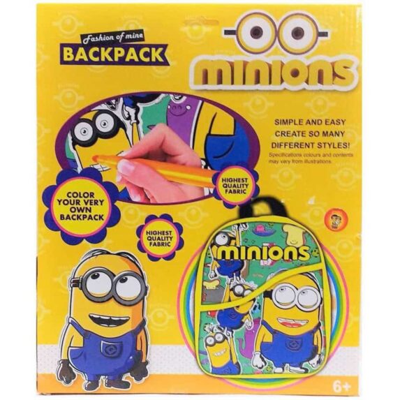 Minions Color My Love Backpack - Color Your Own Backpack Washable Color Markers