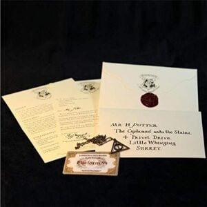 Harry Potter Hogwarts Acceptance Letters, Envelop, Express Train Ticket & Deathly Hallow Necklace