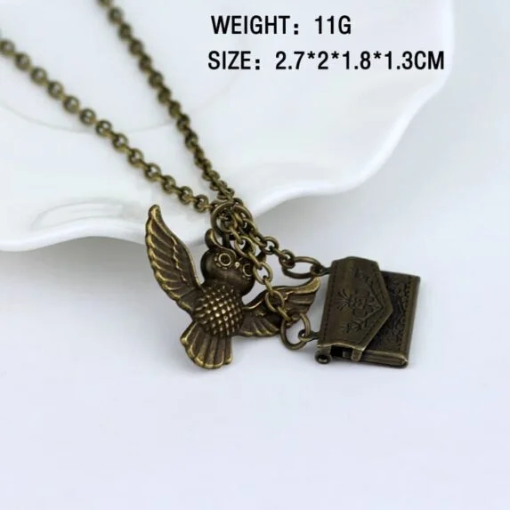 Harry Potter Owl Post with Acceptance Letter Pendant Locket Necklace