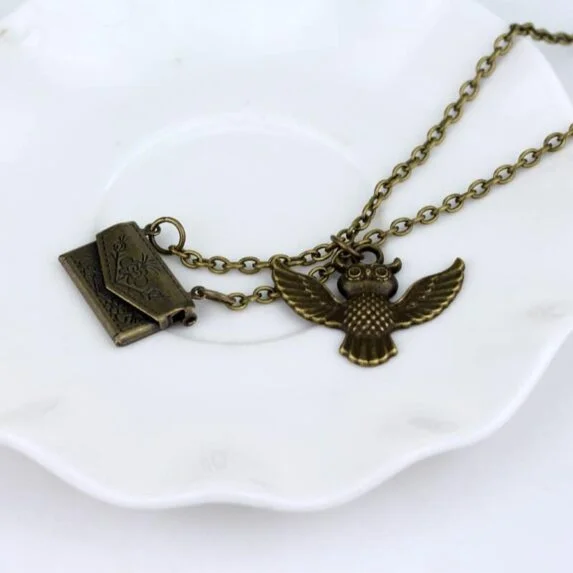 Harry Potter Owl Post with Acceptance Letter Pendant Locket Necklace