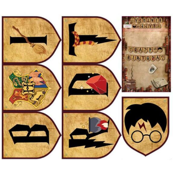 Harry Potter Happy Birthday Banner Bunting Garland Hanging Party Decoration