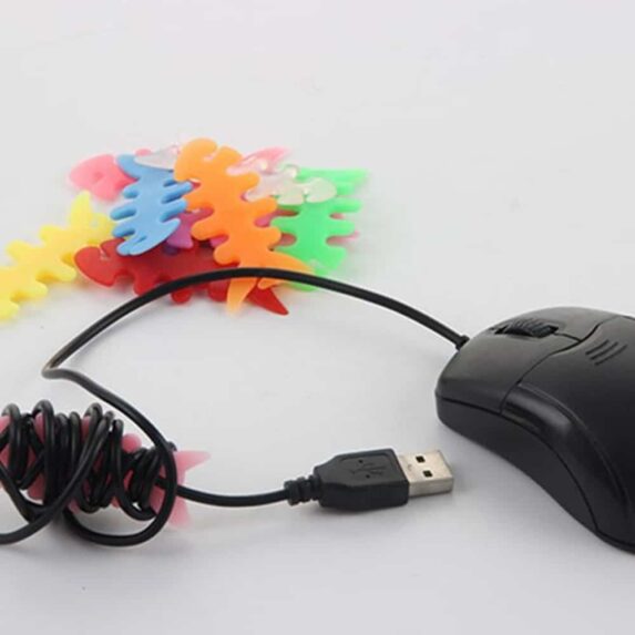 Fish bone shape cable winder cord headphone data cable cable organizer - Random Color