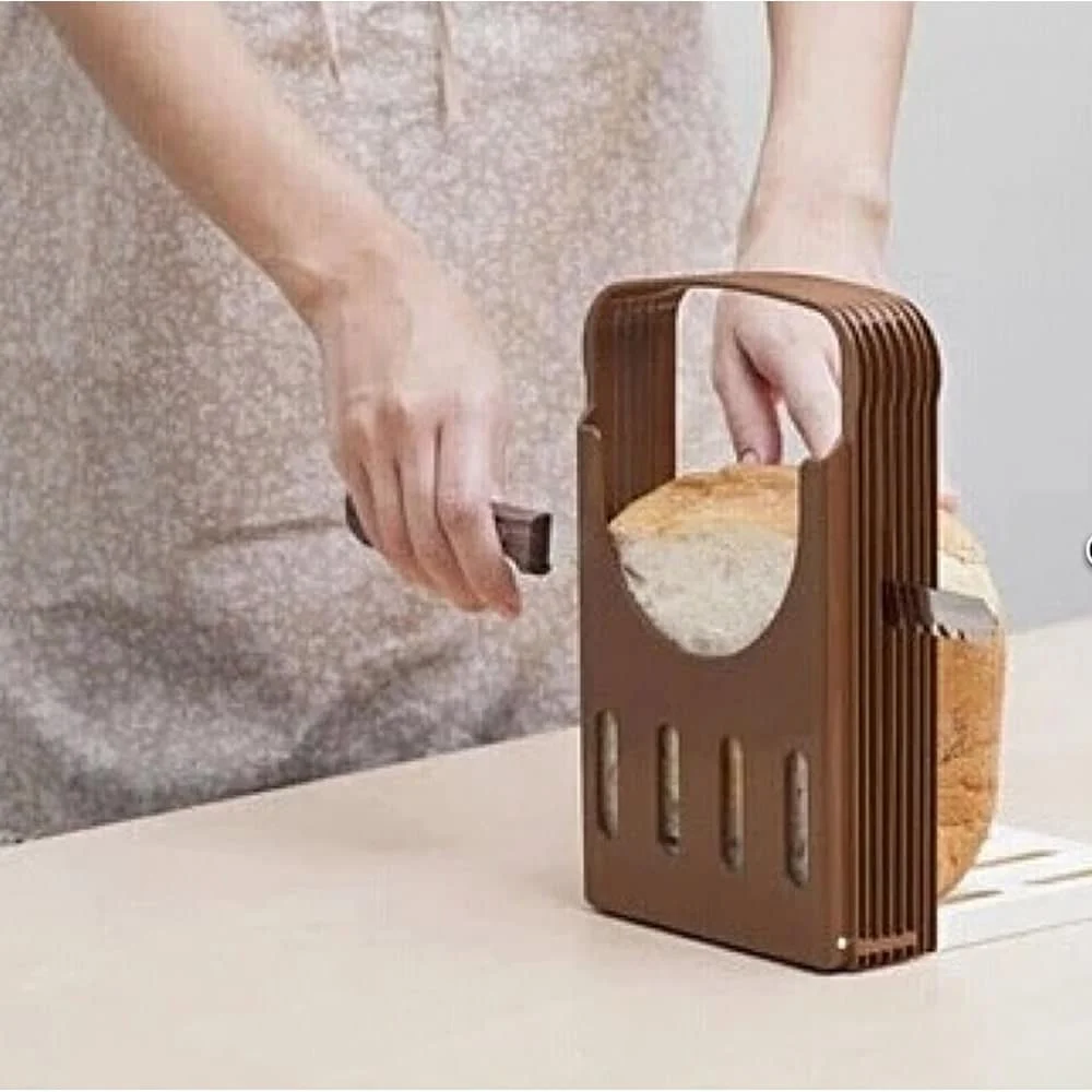 Plastic Bread Slicer for Homemade Bagel Loaf/Toast, Foldable Bread Cutter  Guide, Adjustable Sandwich Slicing Machine (White) 