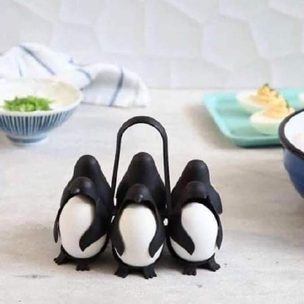 Egg Holder Penguin-Shaped Holds Six Eggs For Boiling And Fridge