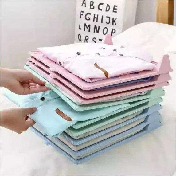 5pcs/lot Shirts T-shirts Clothes Wardrobe Organizer Plastic Closet Drawer Organizer Cabinet Folding Board Storage Rack