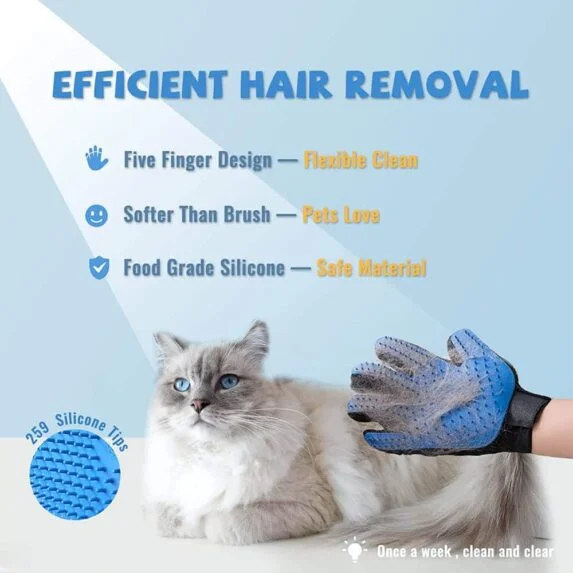 Comfortable Pet Grooming Glove Gentle Deshedding Brush Gloves Massage Tool for Dog Cat