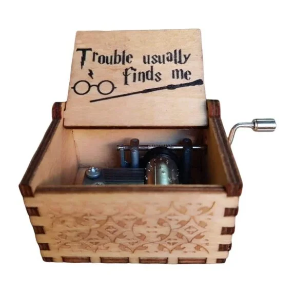 Special Edition Harry Potter Trouble Finds Me Engraved wooden music box