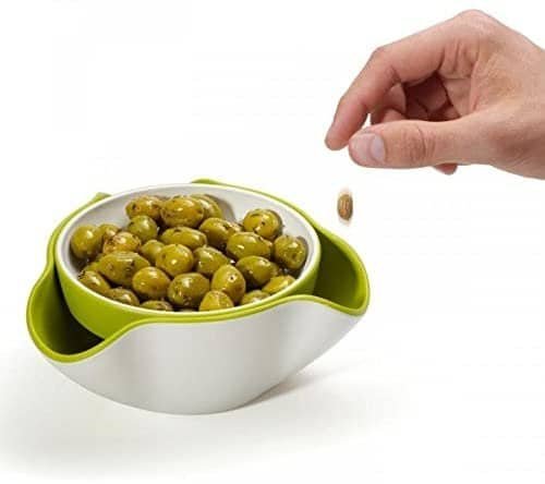 Snack & Store Double Dish Serving Bowl For Nuts, Olives And More