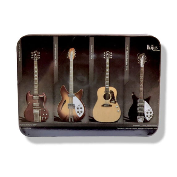 The Beatles Guitars Tin Box Playing Card Storage Gift Box – Chocolate, Small Hair Accessories Metal Box with Lid