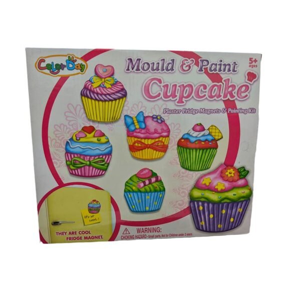 Cupcake Shaped Fridge Magnets Mould and Paint Kit for Kids
